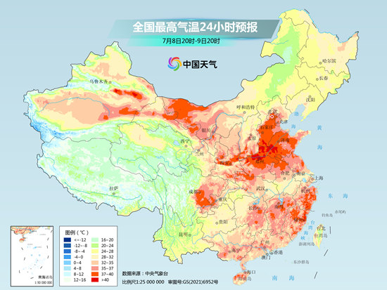 中央气象台今晚继续发布高温橙色预警