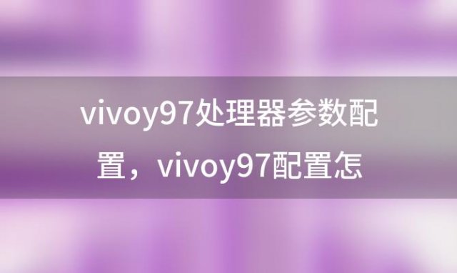 vivoy97处理器参数配置，vivoy97配置怎么样