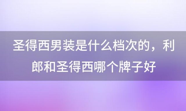 圣得西男装是什么档次的，利郎和圣得西哪个牌子好