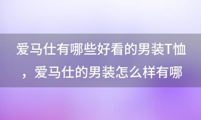 爱马仕有哪些好看的男装T恤，爱马仕的男装怎么样有哪些好看的呢