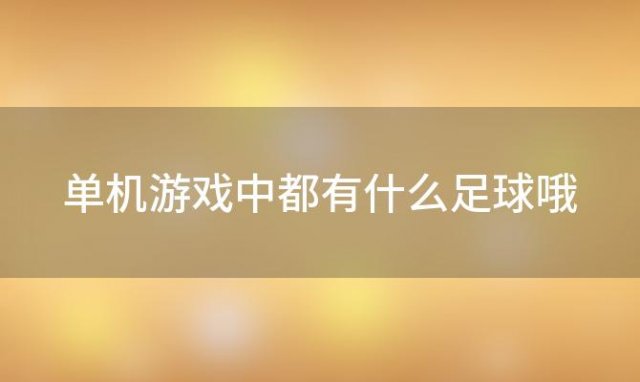 单机游戏中都有什么足球哦「什么单机足球游戏好玩」