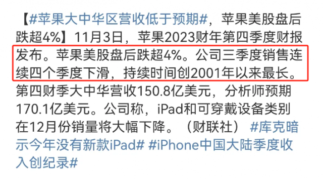 苹果连续四季销量下滑，遭遇“滑铁卢”三大原因揭秘