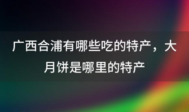 广西合浦有哪些吃的特产，大月饼是哪里的特产