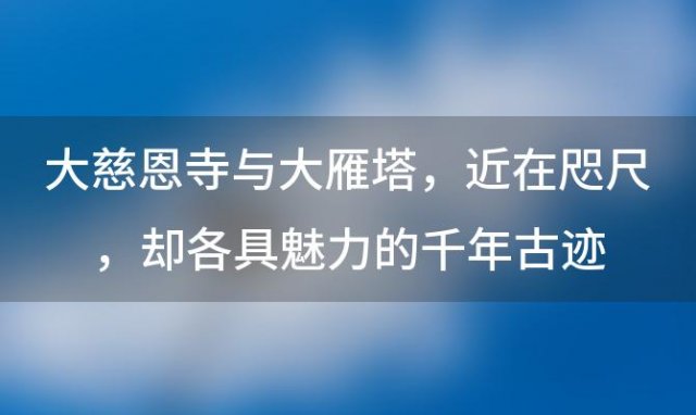 大慈恩寺与大雁塔：近在咫尺，却各具魅力的千年古迹