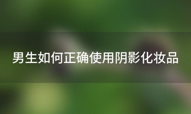 男生如何正确使用阴影化妆品(男生适合哪些阴影化妆品品牌)