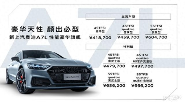 新款奥迪A7L震撼上市，41.87万元起售，RS竞速套件引领驾驶新风尚