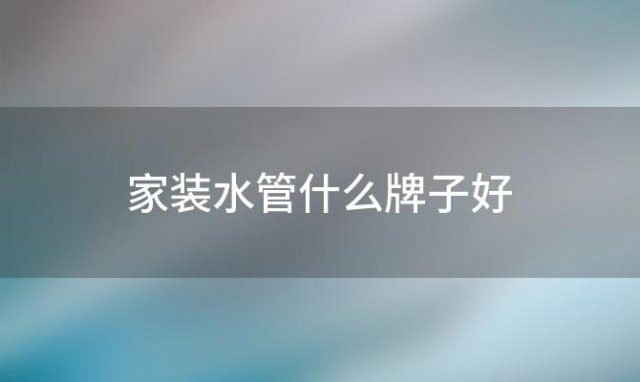 家装水管什么牌子好 欧曼隆水管和伟星对比哪个好