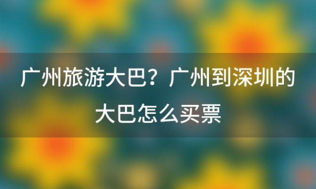 广州旅游大巴？广州到深圳的大巴怎么买票