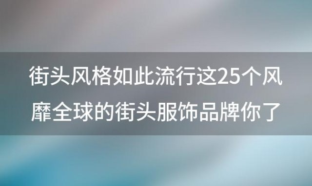 街头风格如此流行这25个风靡全球的街头服饰品牌你了解几个