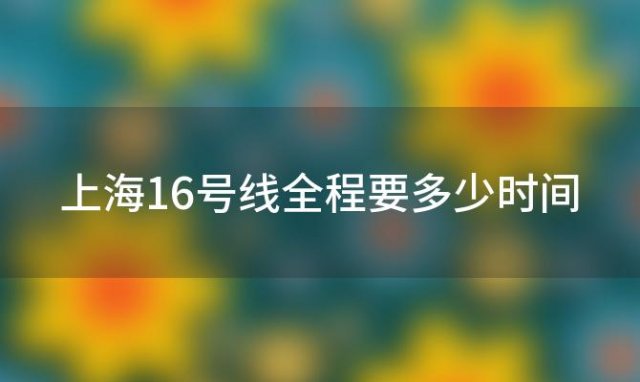 上海16号线全程要多少时间 上海地铁16号线全线站点