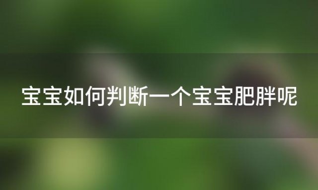 宝宝如何判断一个宝宝肥胖呢(宝宝如何判断一个宝宝肥胖的原因)