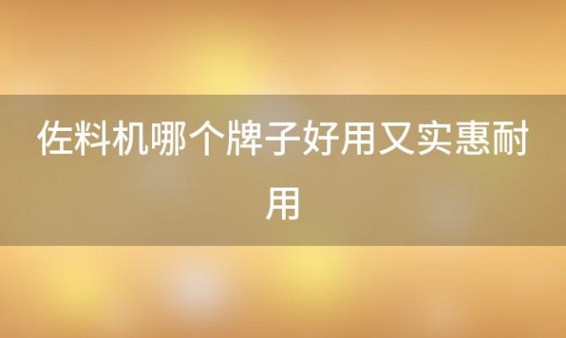 佐料机哪个牌子好用又实惠耐用「佐料是什么牌子」