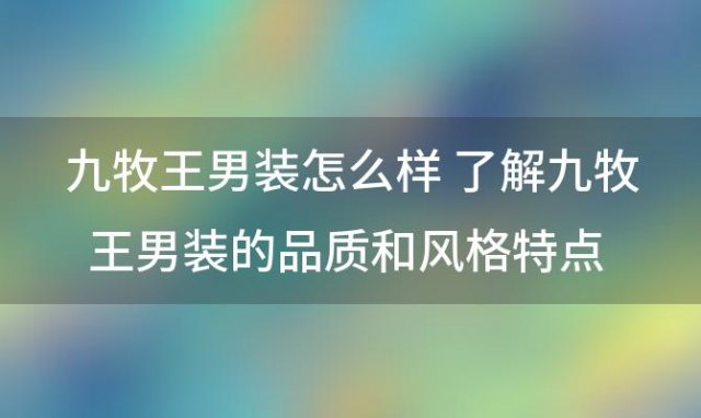 九牧王男装怎么样 九牧王男装的品质和风格特点