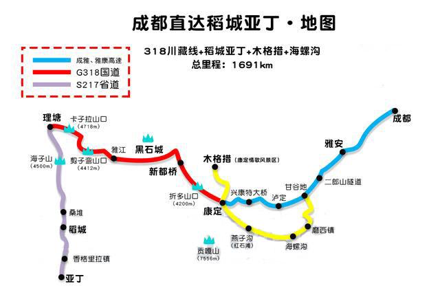 川西自驾游最佳线路图这四条经典路线3-9天畅玩