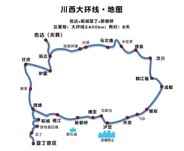 川西自驾游最佳线路图这四条经典路线3-9天畅玩