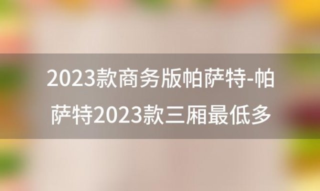 2023款商务版帕萨特三厢最低多少钱 大众帕萨特多少钱