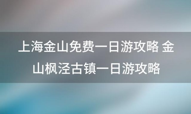 上海金山免费一日游攻略 金山枫泾古镇一日游攻略