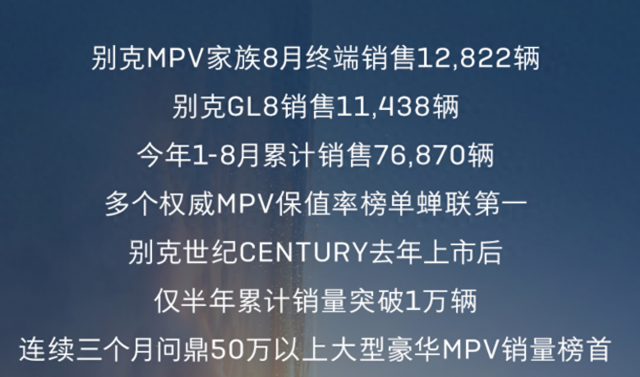 别克MPV热销8月终端销量超过1.2万辆