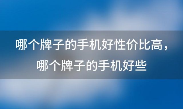 哪个牌子的手机好性价比高，哪个牌子的手机好些