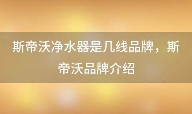 斯帝沃净水器是几线品牌 斯帝沃品牌介绍