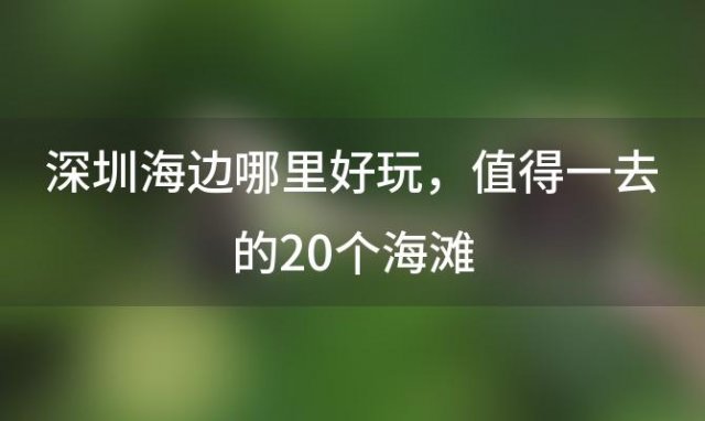 深圳海边哪里好玩 值得一去的20个海滩