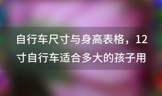 自行车尺寸与身高表格 12寸自行车适合多大的孩子用