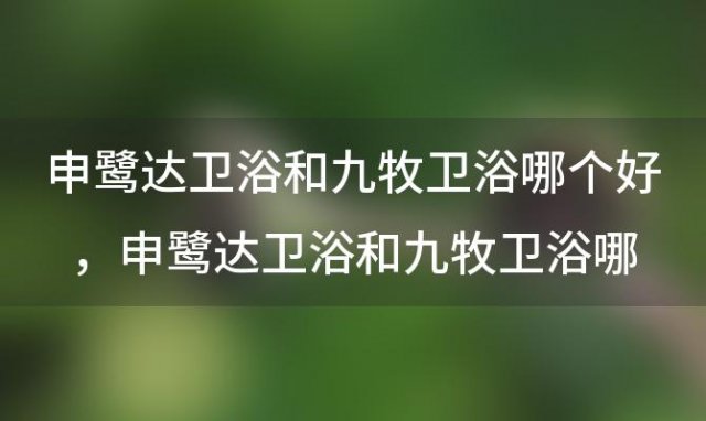 申鹭达卫浴和九牧卫浴哪个好？申鹭达卫浴和九牧卫浴哪个好一点