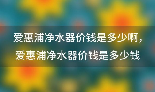 爱惠浦净水器价钱是多少啊 爱惠浦净水器价钱是多少钱