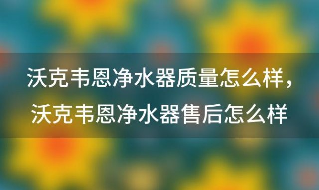 沃克韦恩净水器质量怎么样，沃克韦恩净水器售后怎么样