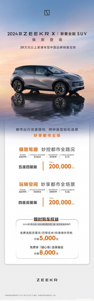 2024款极氪X焕新上市，售价20.00万元起，开启豪华驾驶新纪元