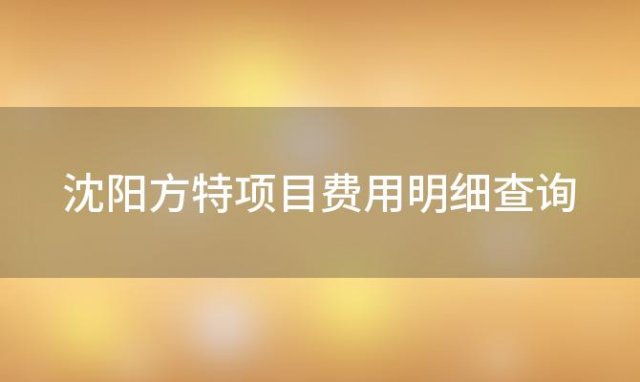 沈阳方特项目费用明细查询，沈阳方特项目收费