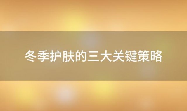 冬季护肤的三大关键策略：让你的皮肤在寒冷季节中保持水润与健康