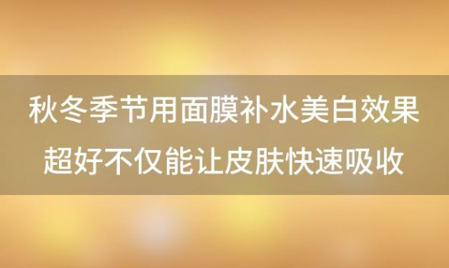 秋冬季节用面膜补水美白效果超好不仅能让皮肤快速吸收水分