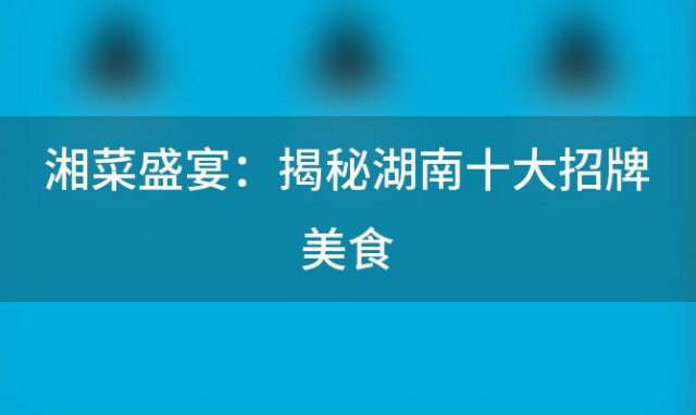 湘菜盛宴：揭秘湖南十大招牌美食，品味地道辣味风情