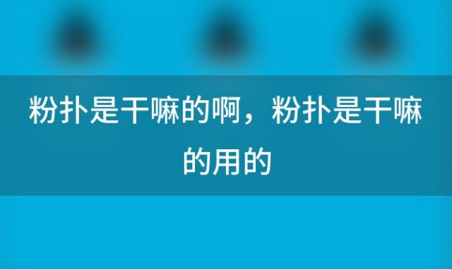 粉扑是干嘛的啊 粉扑是干嘛的用的