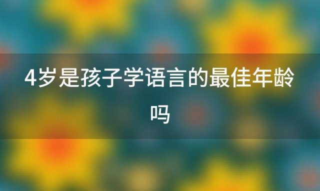 4岁是孩子学语言的最佳年龄吗，四岁孩子学语言