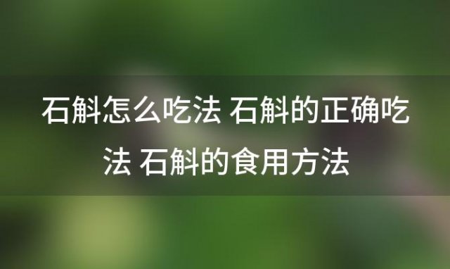 石斛怎么吃法 石斛的正确吃法 石斛的食用方法