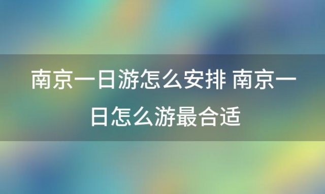 南京一日游怎么安排 南京一日怎么游最合适