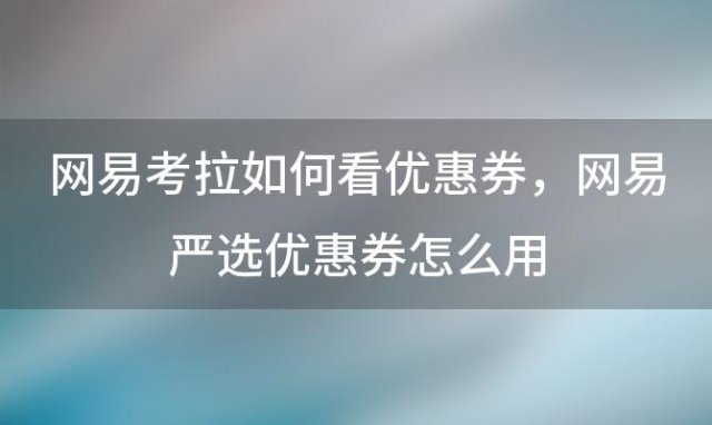 网易考拉如何看优惠券，网易严选优惠券怎么用