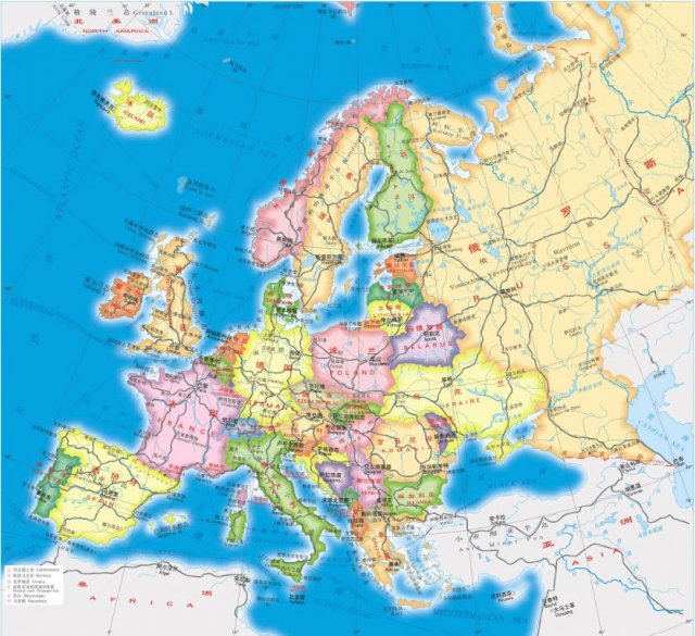 欧洲地图高清中文版欧洲主要国家旅游介绍