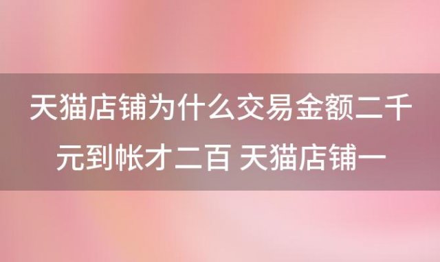 天猫店铺为什么交易金额二千元到帐才二百 天猫店铺一年营业额多少达标