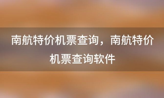 南航特价机票查询，南航特价机票查询软件