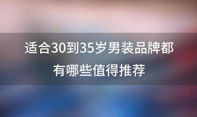 适合30到35岁男装品牌都有哪些值得推荐(男装有没有什么好的品牌推荐呀)