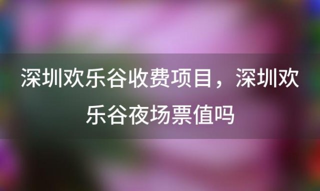 深圳欢乐谷收费项目，深圳欢乐谷夜场票值吗