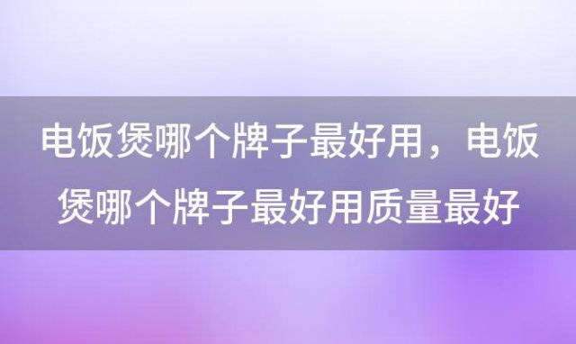 电饭煲哪个牌子最好用，电饭煲哪个牌子最好用质量最好