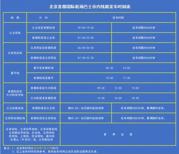 北京首都国际机场机场巴士「北京首都国际机场大巴时刻表2023」