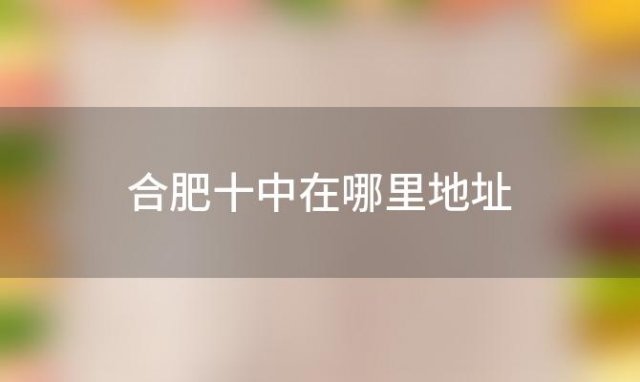 合肥十中在哪里地址「合肥十中在哪里报名」