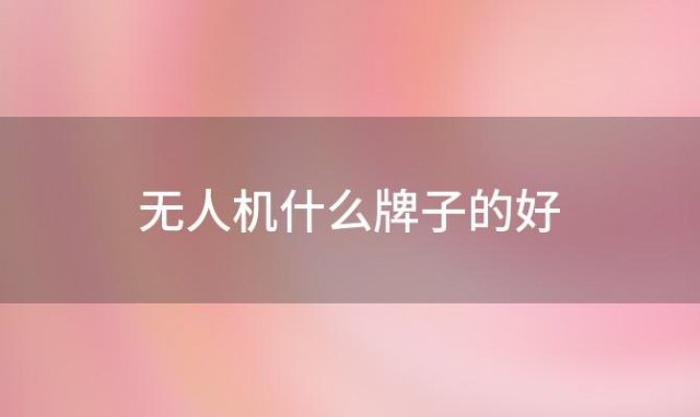 无人机什么牌子的好「无人机什么牌子好」