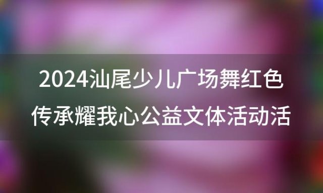 2024汕尾少儿广场舞“红色传承耀我心”公益文体活动活动流程