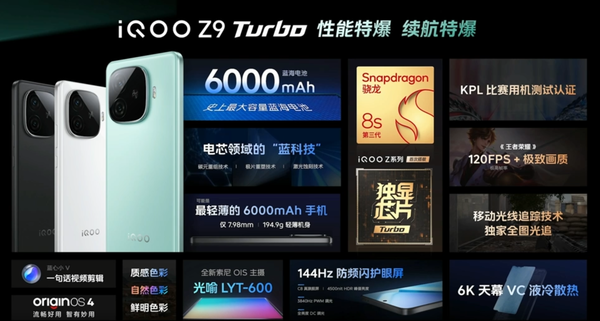 iQOOZ9Turbo震撼来袭：6000mAh大电池，仅售1999元